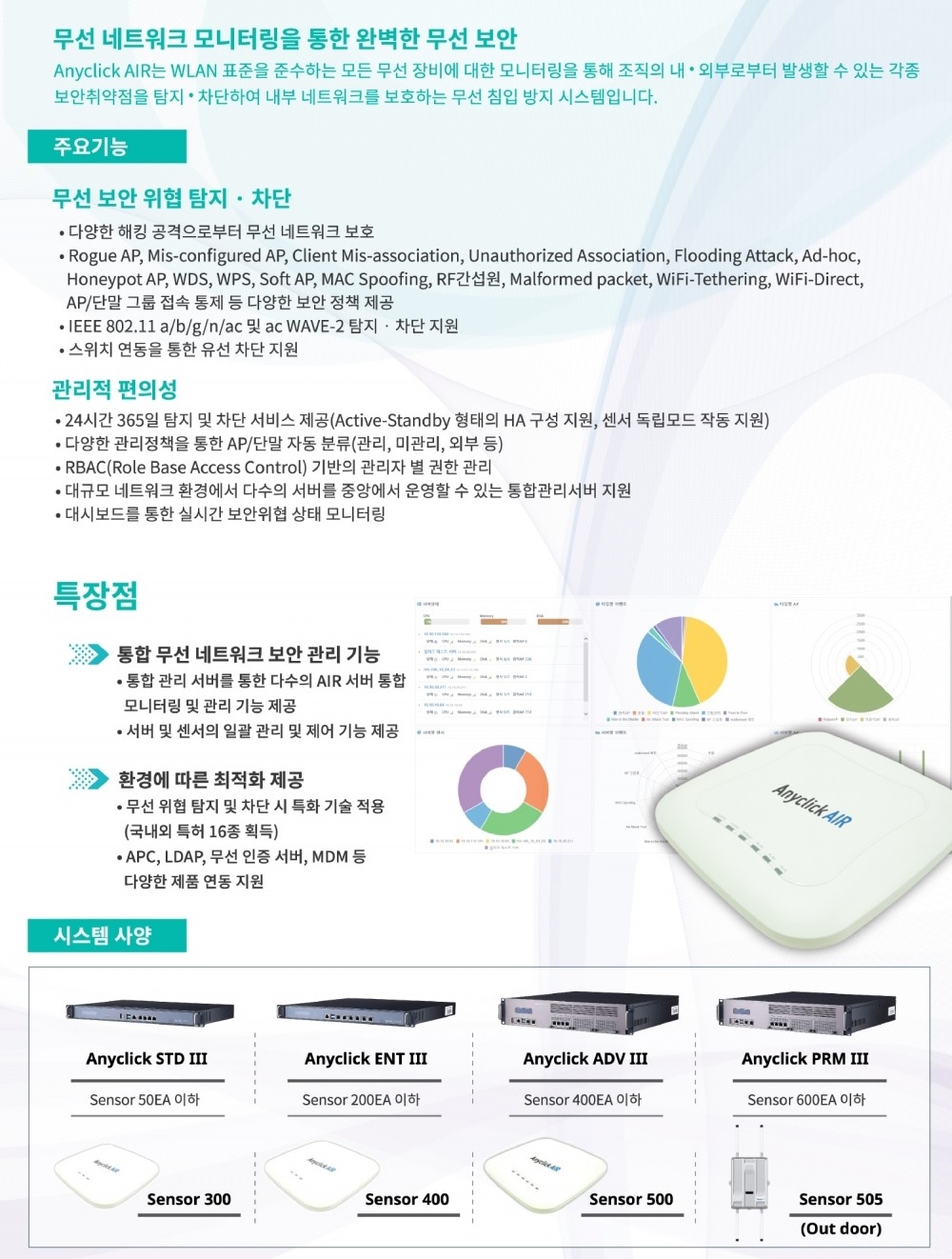 무선랜 침입 방지시스템으로 무선 네트워크 인프라 구축의 적절성을 모니터링하고 보안 취약점을 탐지하여 안전하고, 효율적인 무선 네트워크 환경을 구축 